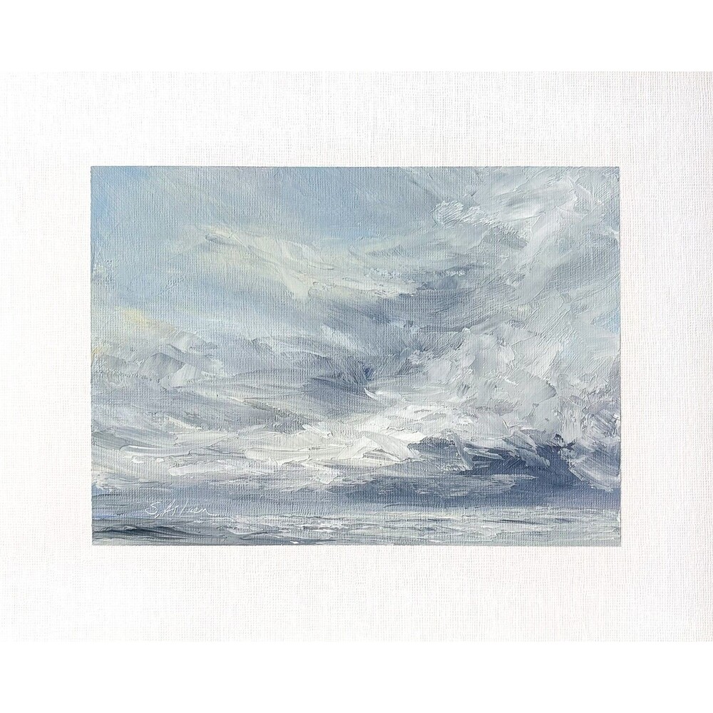 8x10 Original Oil Landscape Painting Seascape Impressionist Dramatic Sky Signed